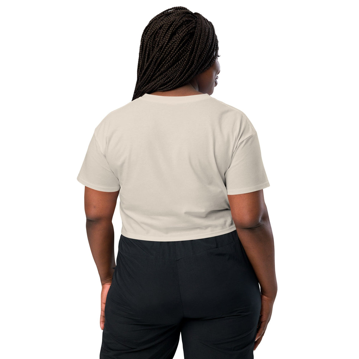 MAYBE LATER. Crop Tee, Bone, worn, back