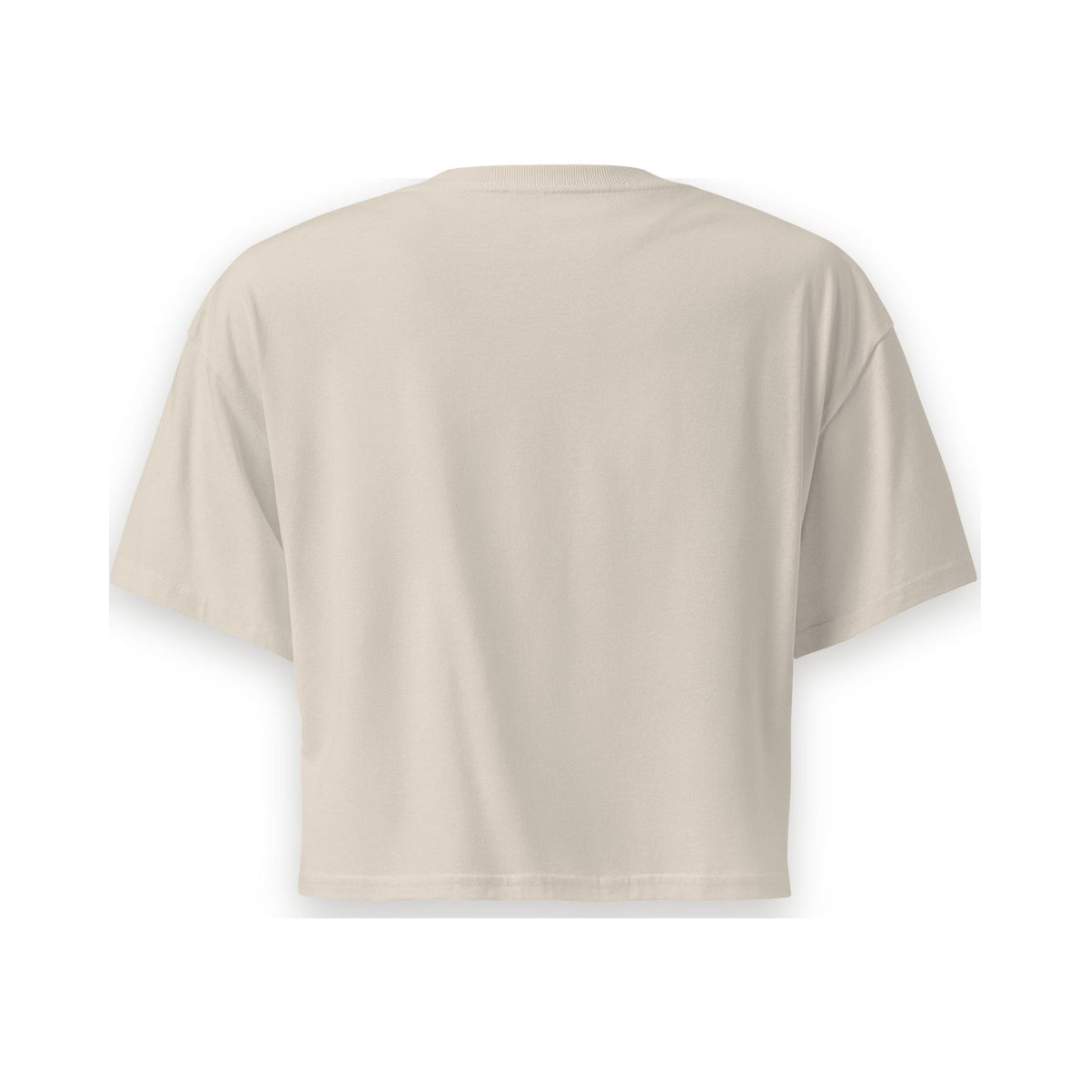 MAYBE LATER. Crop Tee, Bone, back, flat