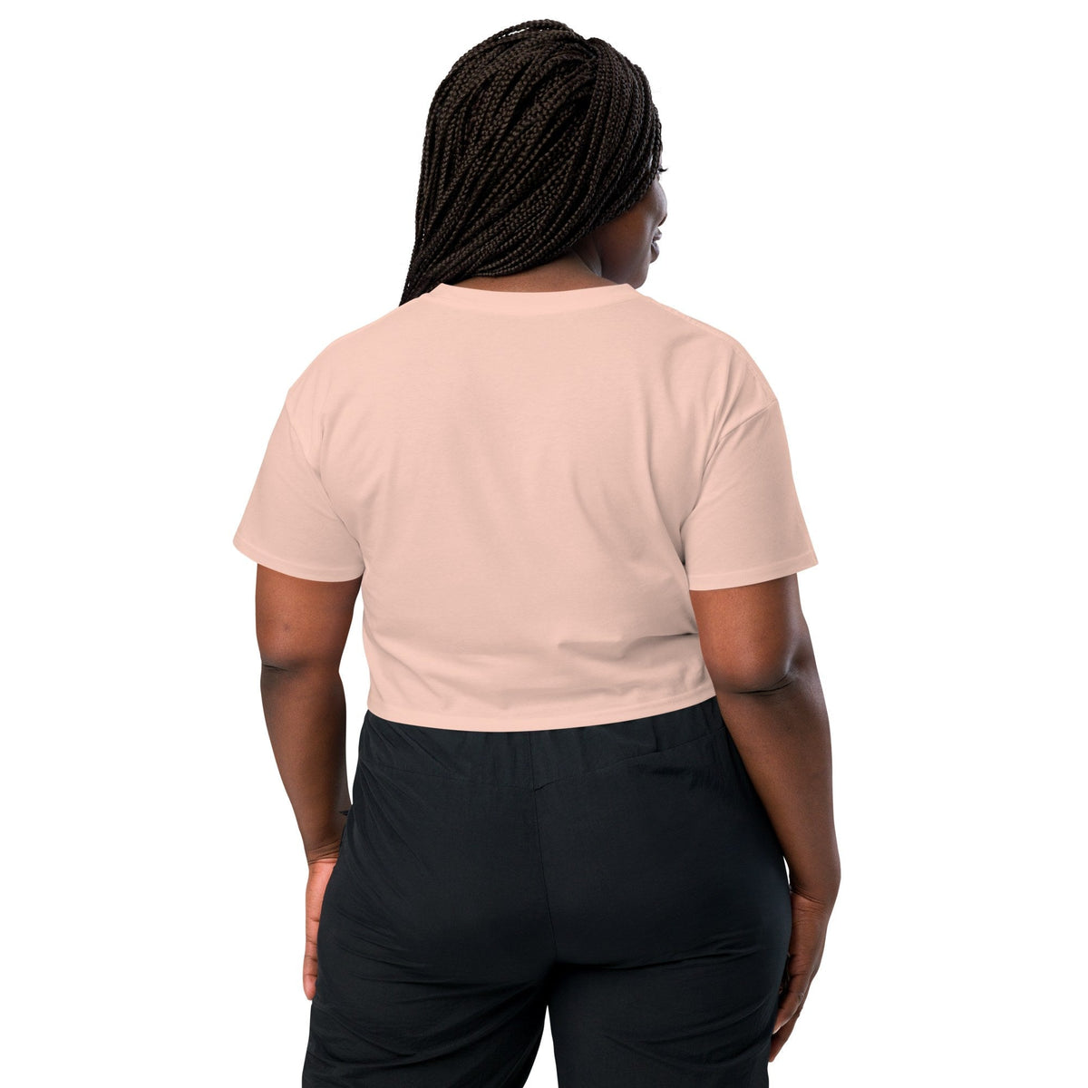 MAYBE LATER. Crop Tee, Pale Pink, worn, back